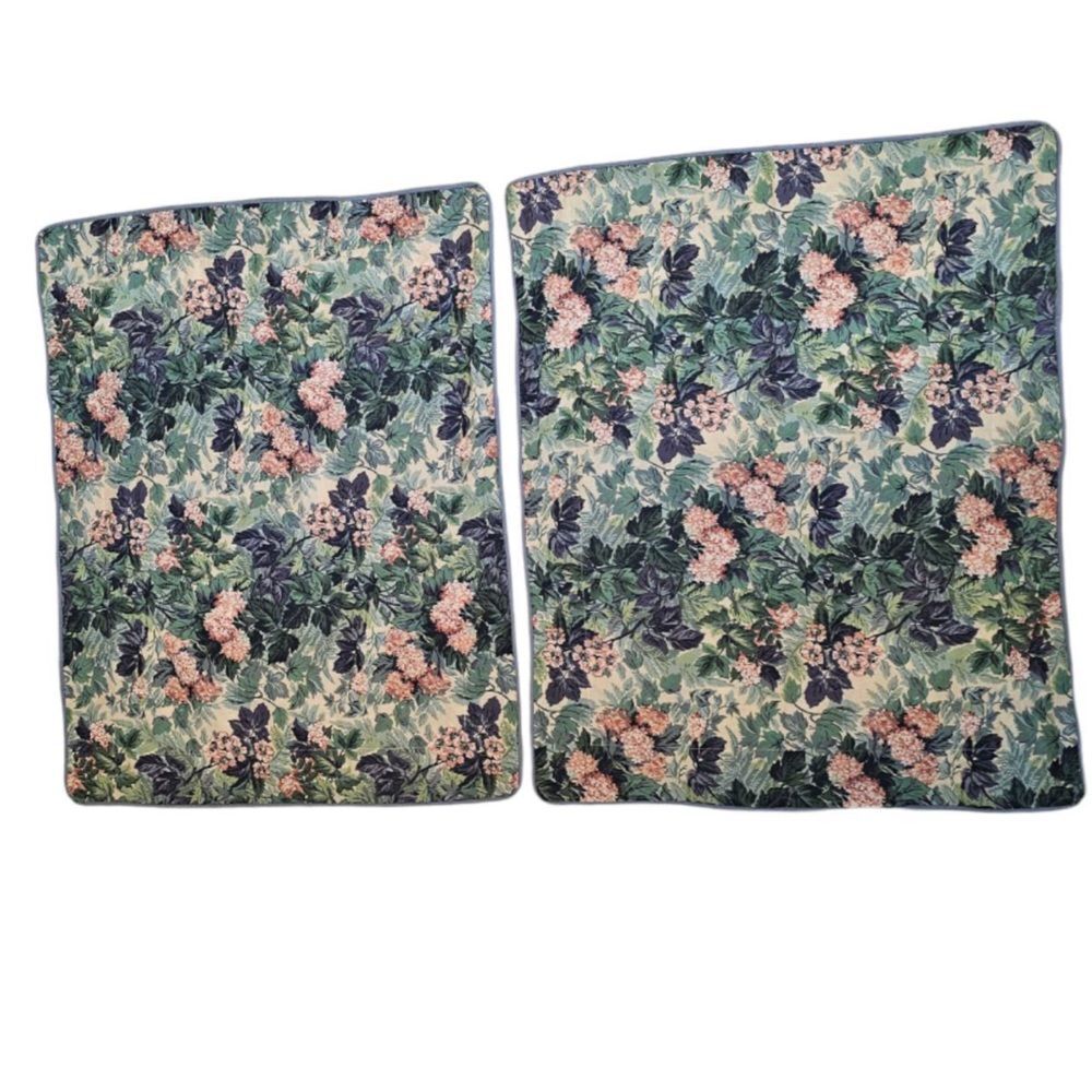 Vintage Laura Ashley Pillow Shams (2) Ashbourne Pink Hydrangea Green 1980s